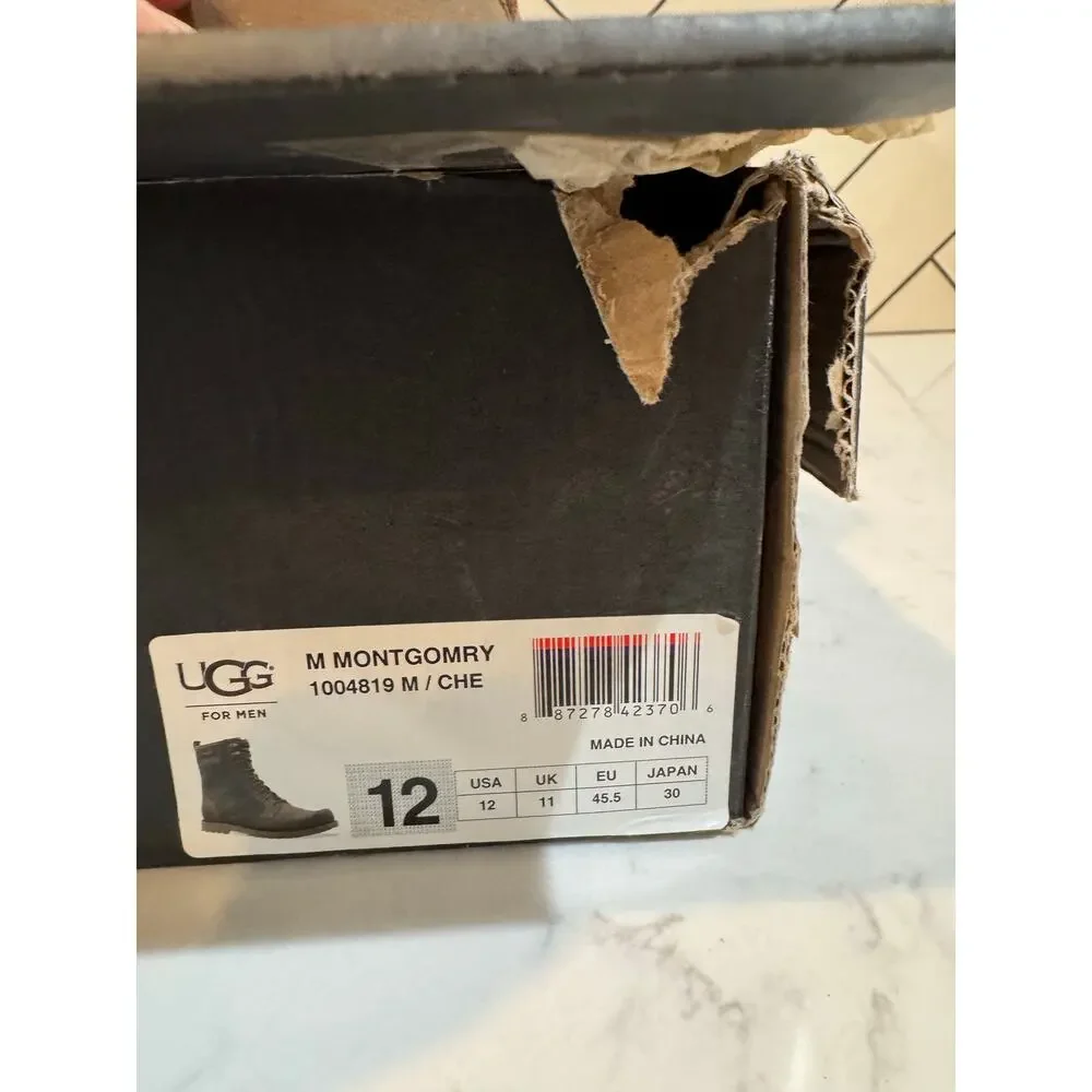 UGG Montgomery combat boots chestnut leather olive canvas upper sz 12